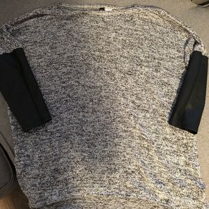 Express gray sweater with 3/4 leather sleeves